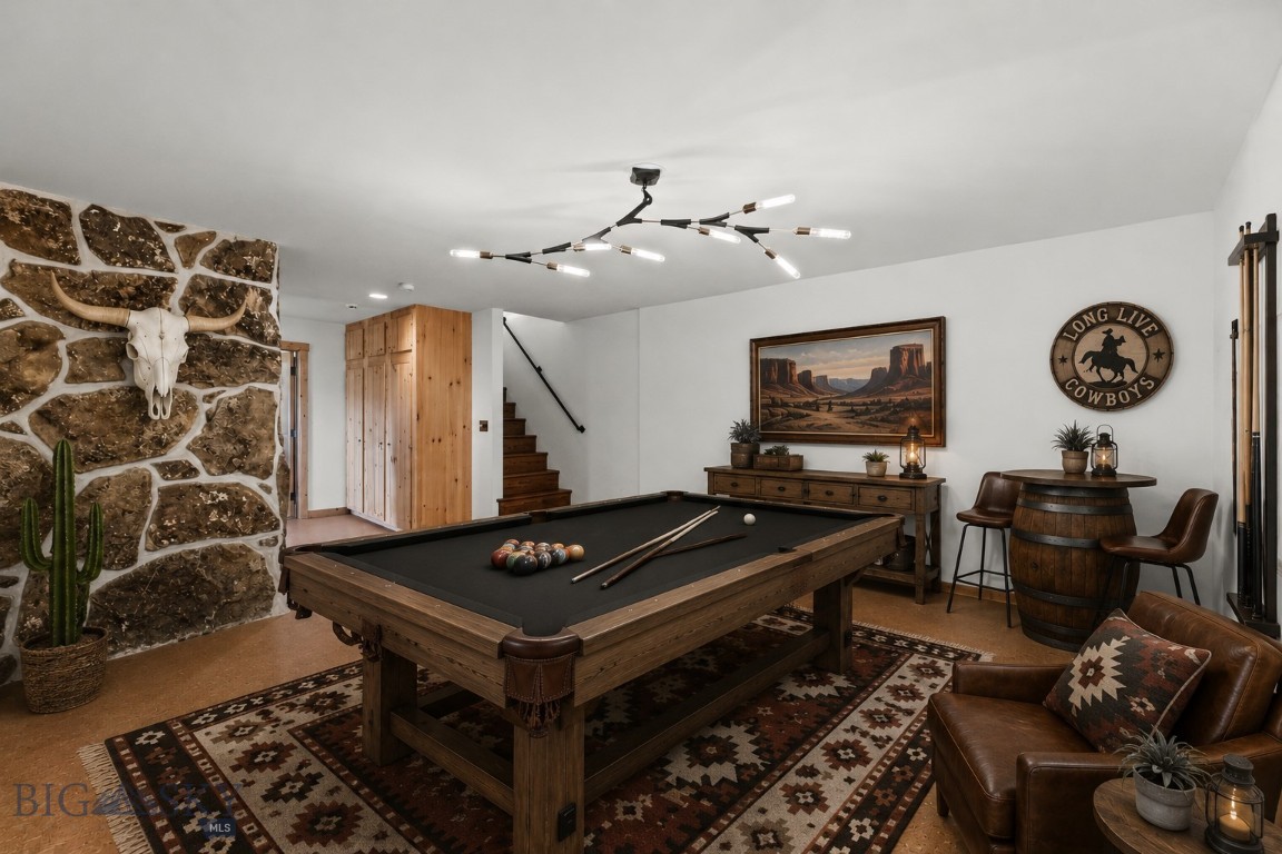 755 Coffee Creek Road Bozeman, MT 59715 - Photo 59 of 92 Finished basement - Lower level - den/game room - virtually staged