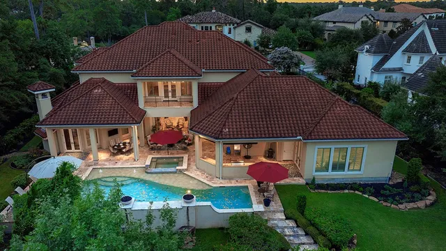 an aerial view of a house