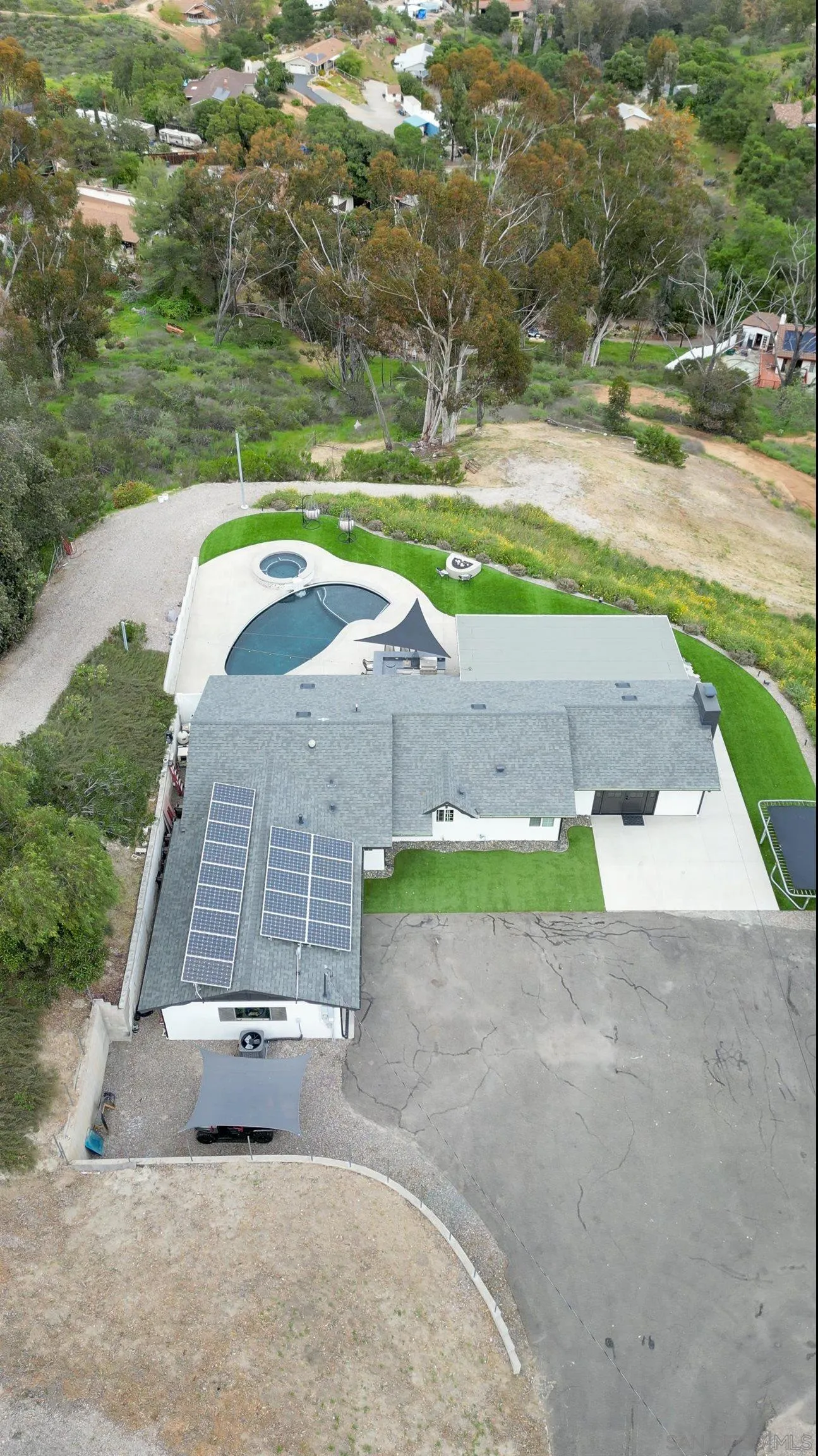 11911 Rocoso Road Lakeside, CA 92040 - Photo 31 of 32 an aerial view of a house with a yard and lake view