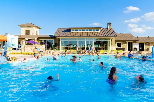 a front view of a building with outdoor area