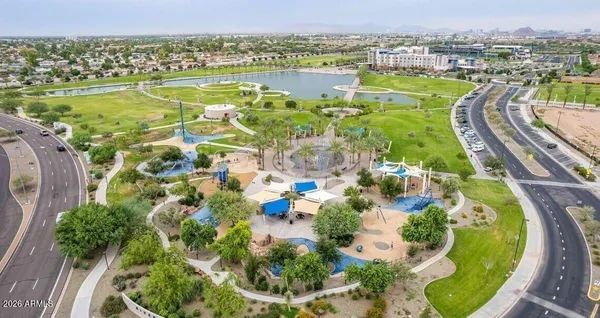 a view of a city with an ocean view