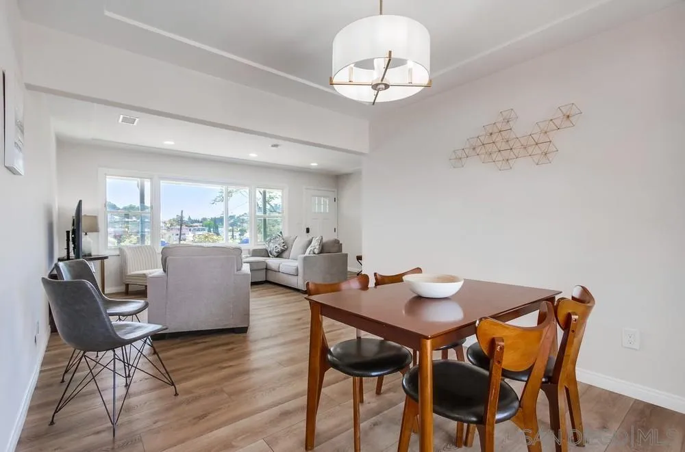 4724 Troy Lane La Mesa, CA 91942 - Photo 19 of 49 a view of a dining room with furniture wooden floor and chandelier