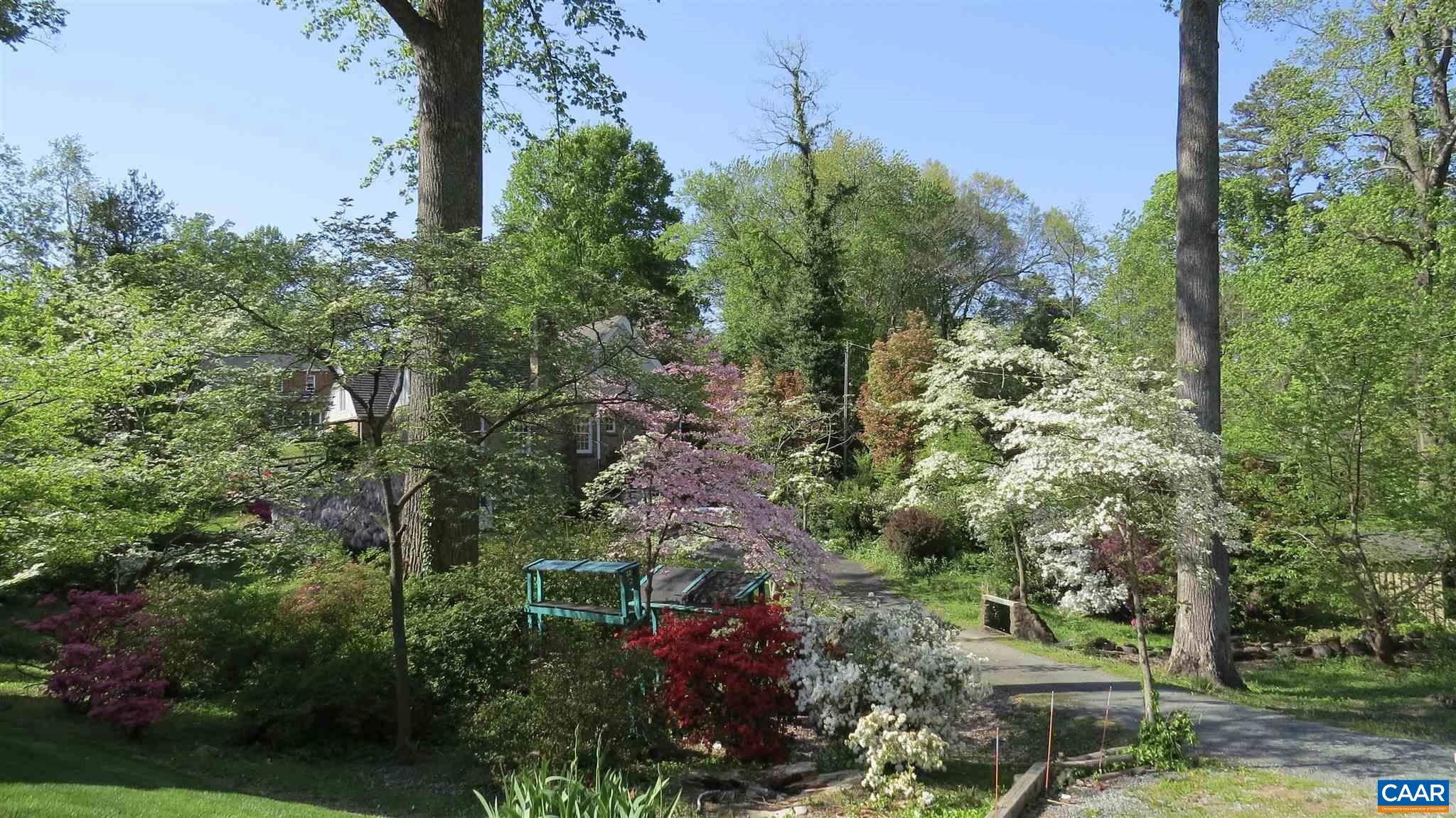 123 Cameron Lane Charlottesville, VA 22903 - Photo 39 of 43 a view of a garden with plants and large trees