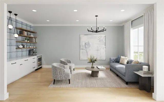 a living room with furniture