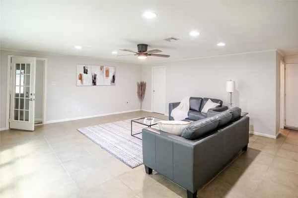 a living room with furniture