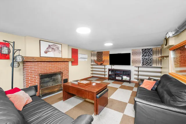 a view of a sitting area in a bathroom