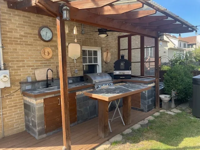 a outdoor view with a seating space