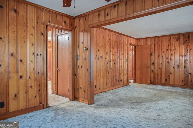 a view of hallway with shower