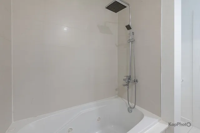 a bathroom with a bathtub