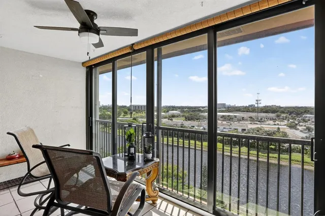 a view of a city from a balcony