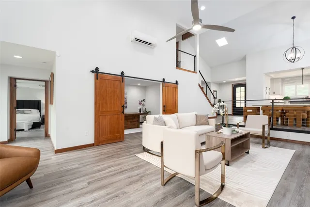 a living room with furniture