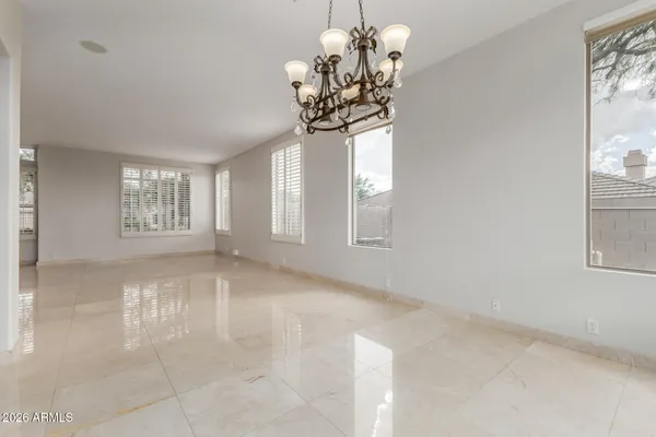 a view of a chandelier in a room