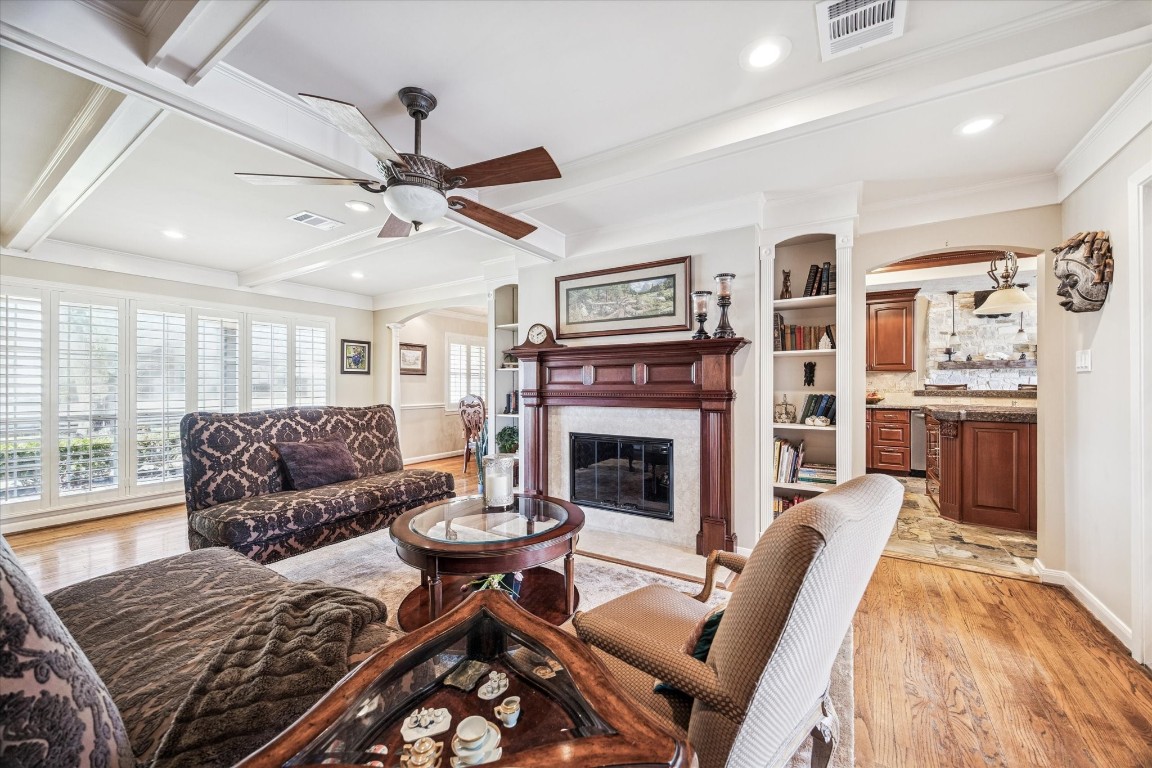 1502 Adkins Road Houston, TX 77055 - Photo 12 of 35 a living room with furniture and a fireplace