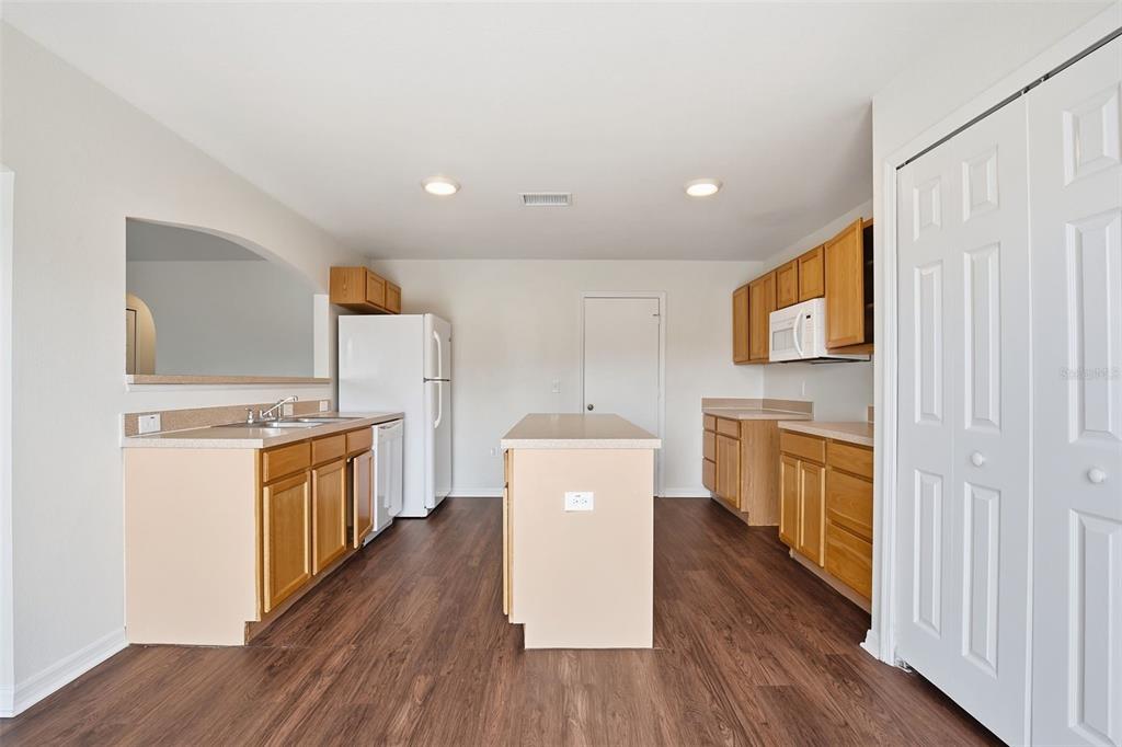 11331 Ivy Flower Loop Riverview, FL 33578 - Photo 5 of 36 a kitchen with wooden floors and white cabinets