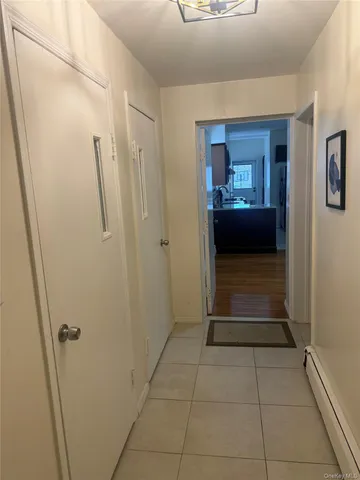 a view of a livingroom from a hallway