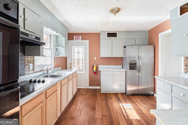 a view of a black gate