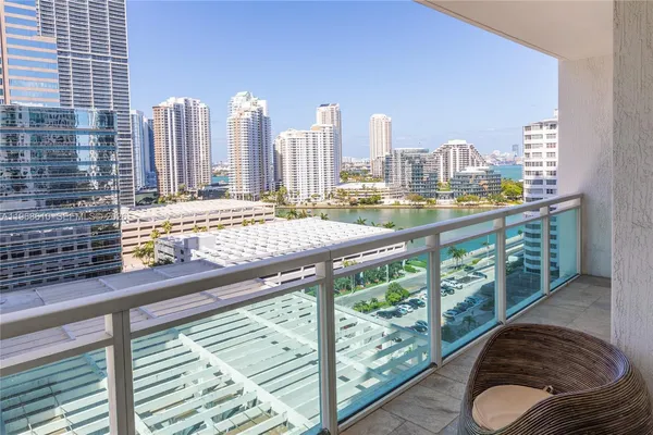 a view of a city from a balcony
