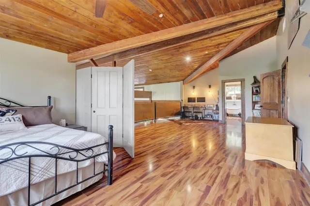 a view of a storage room with a trees