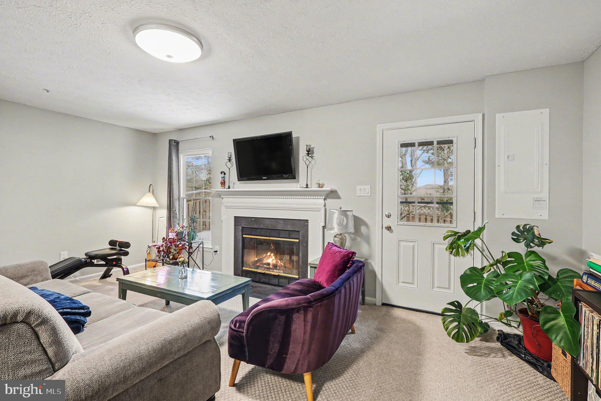 12607 Granite Ridge Drive North Potomac, MD 20878 - Photo 24 of 35 a living room with furniture a flat screen tv and a fireplace