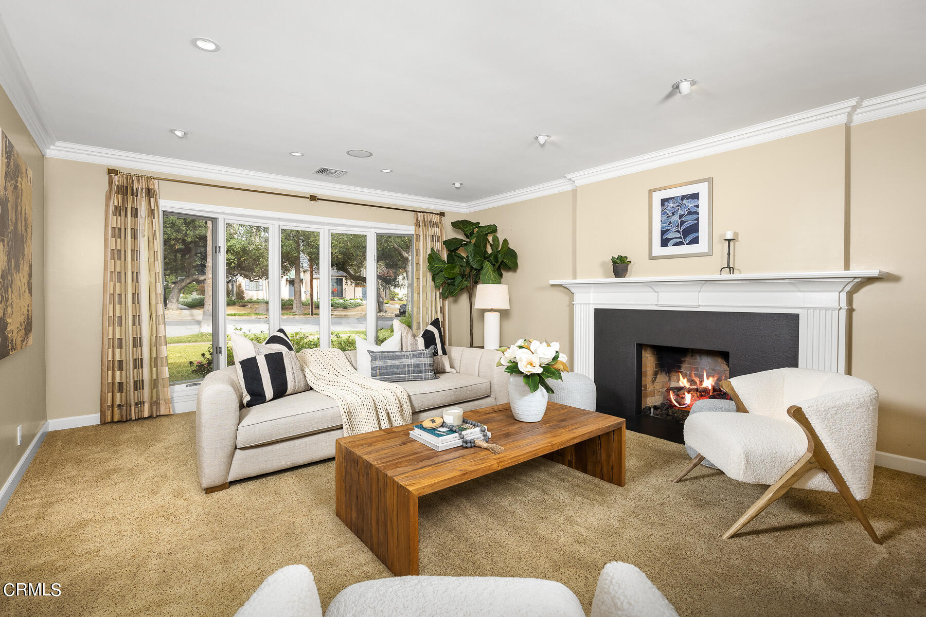 1961 Oak Street South Pasadena, CA 91030 - Photo 5 of 19 a living room with furniture and a fireplace