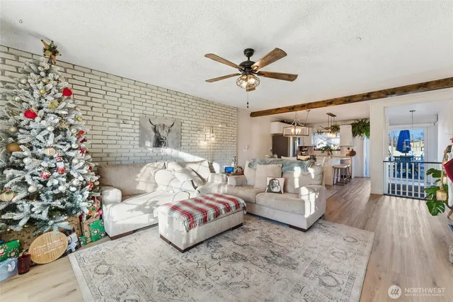 a bedroom with bed and a couch