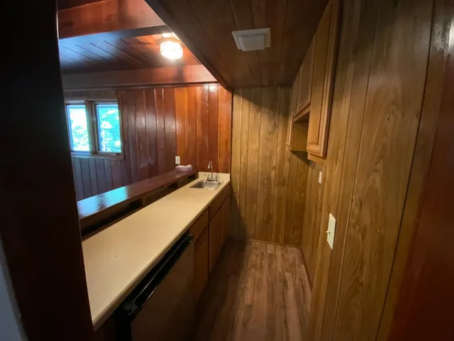 a bathroom with a sink and a shower