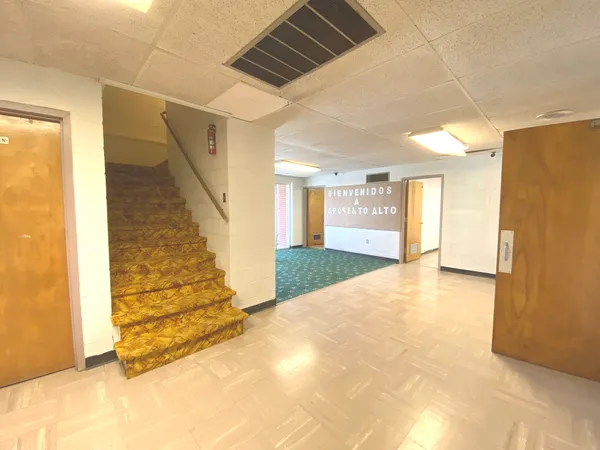 an empty room with windows