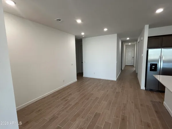 a view of a hallway of the building