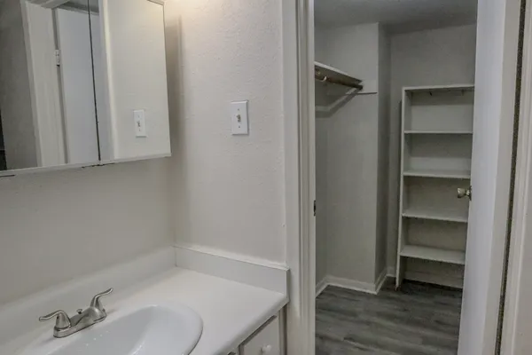 a bathroom with a bathtub