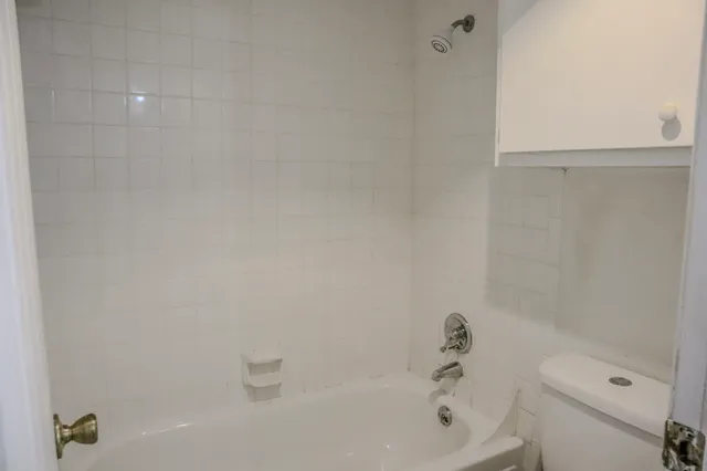 a bathroom with a bathtub