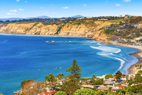 a view of an ocean beach