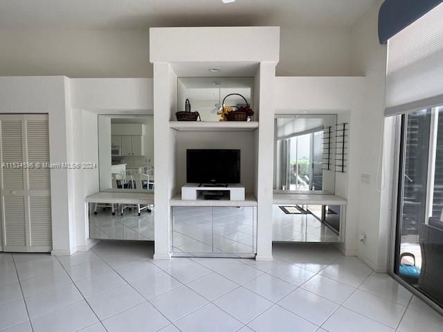 a view of a swimming pool with a yard