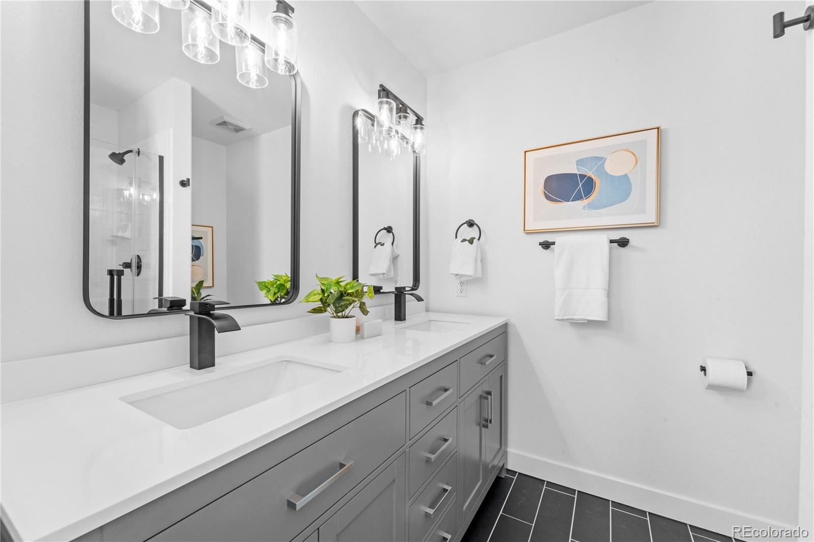 4865 Apollo Bay Drive Highlands Ranch, CO 80130 - Photo 23 of 38 a bathroom with a sink and a mirror