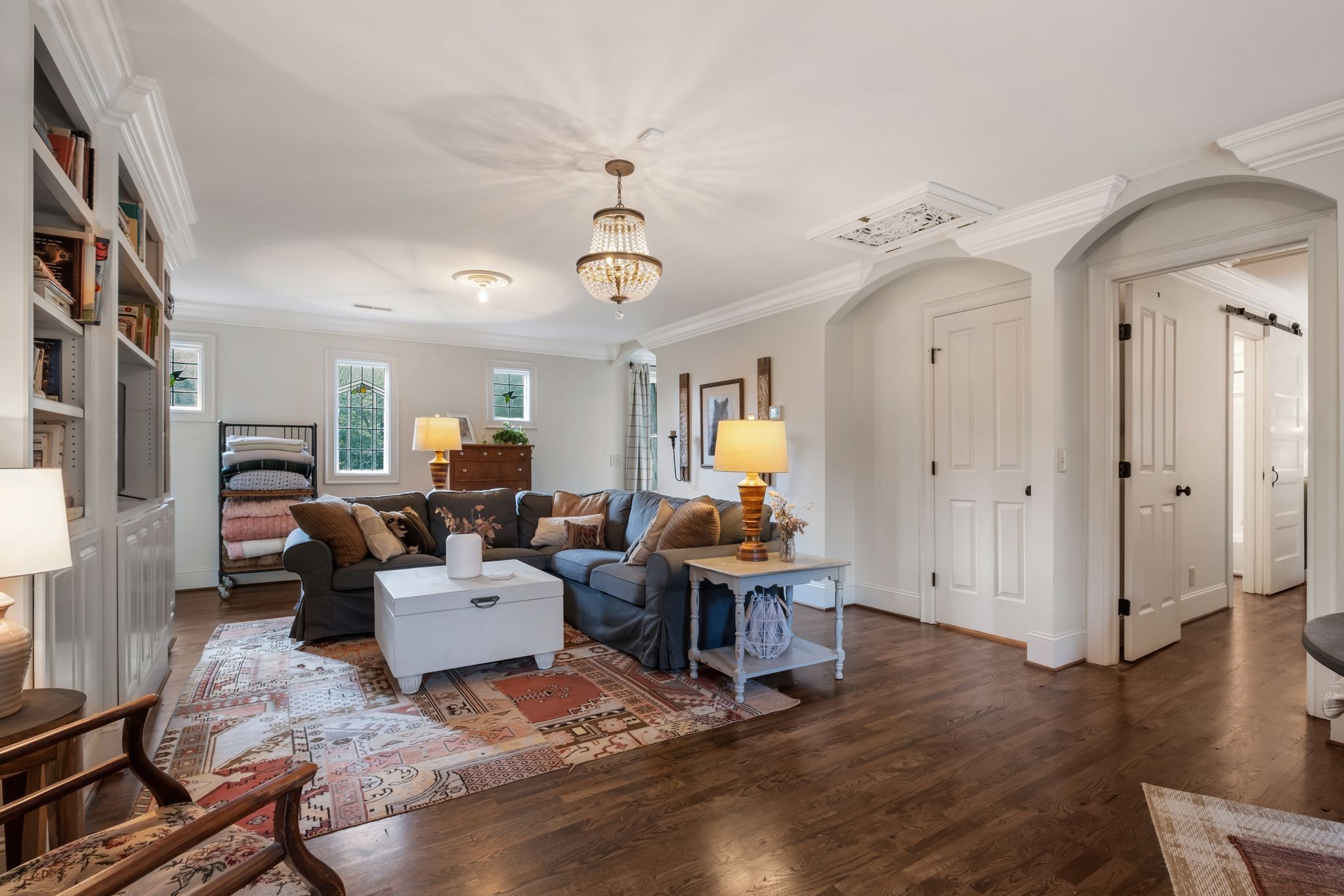 5468 Parker Branch Road Franklin, TN 37064 - Photo 44 of 99 a living room with fireplace furniture and a wooden floor