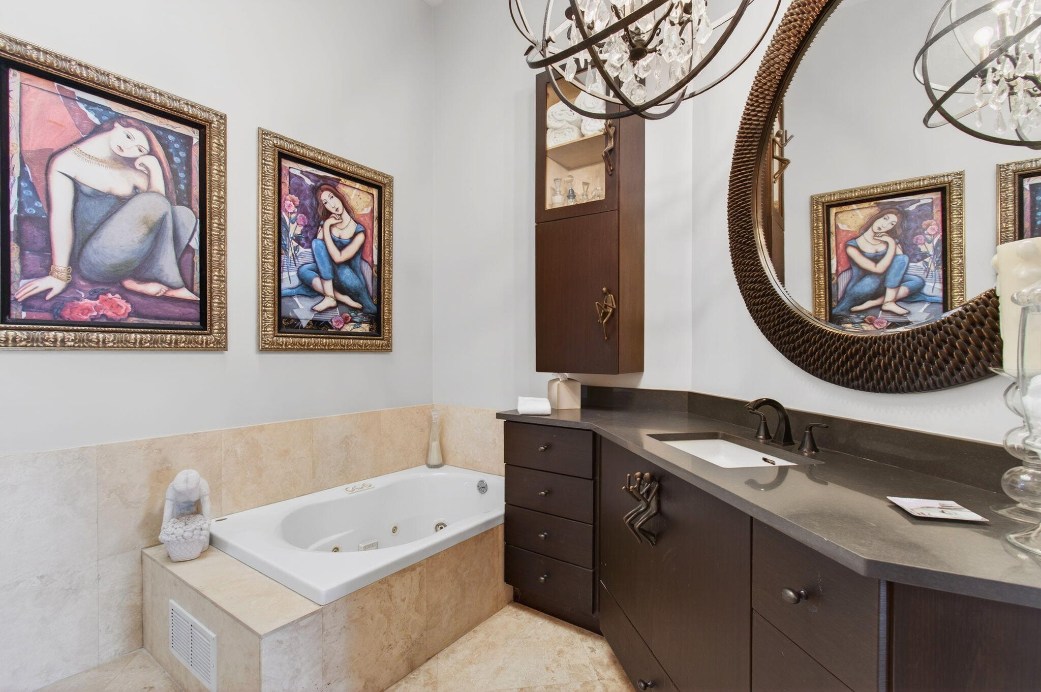 23145 Via Stel Boca Raton, FL 33433 - Photo 27 of 72 a bathroom with a granite countertop sink and a mirror