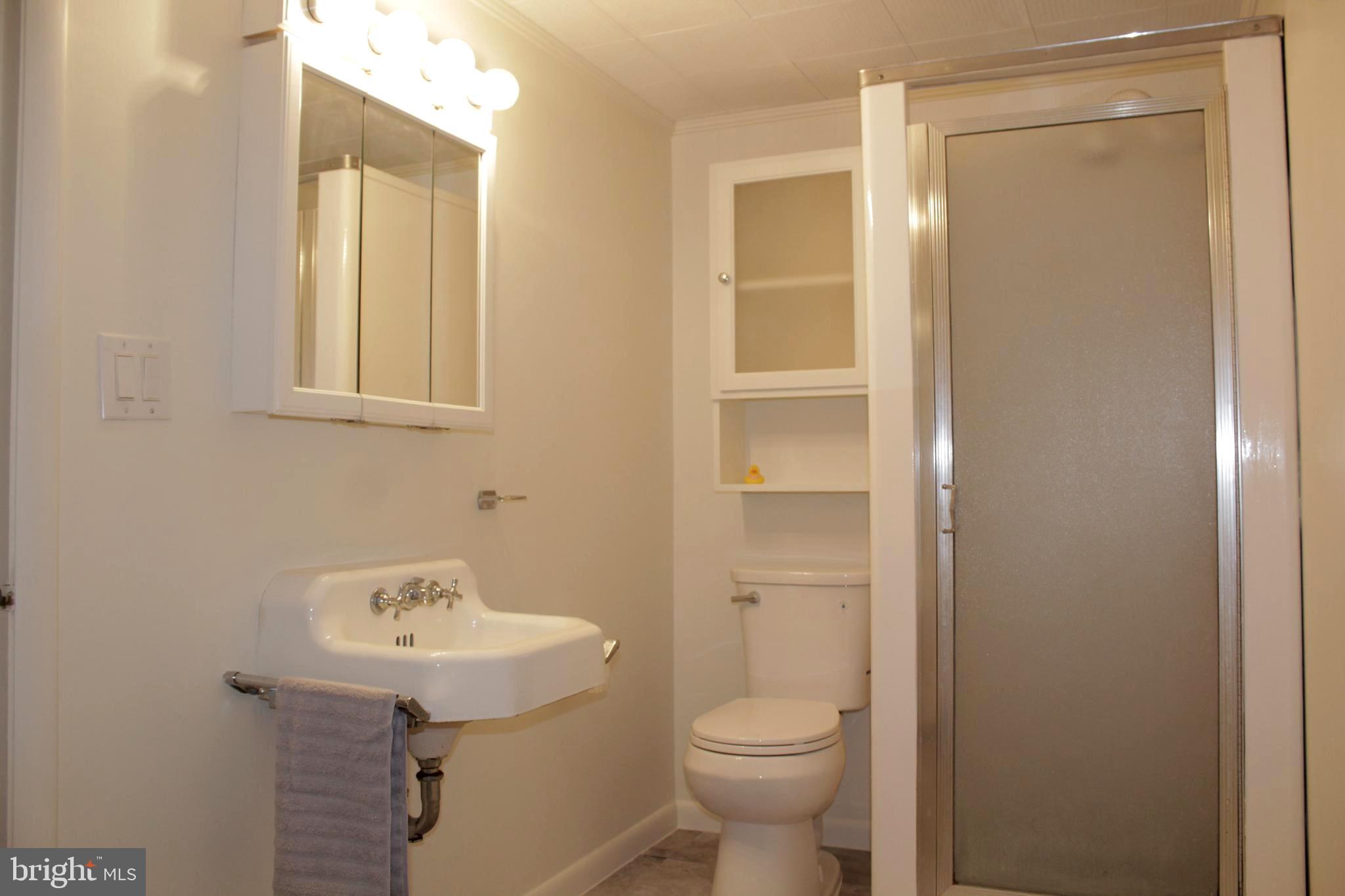 112 17th Avenue Baltimore, MD 21225 - Photo 27 of 40 a bathroom with a sink a toilet and shower