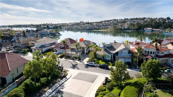 a view of a lake with a city