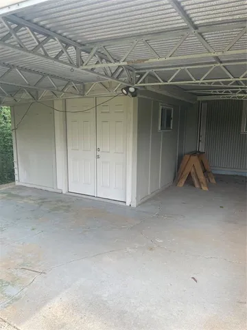 a view of a garage