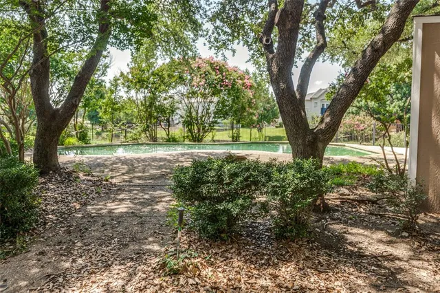 a big yard with lots of green space and trees
