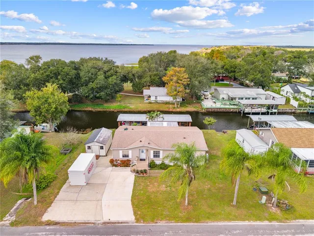 a view of a lake with houses