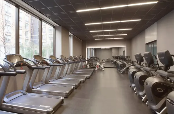 a view of a room with gym equipment