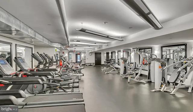 a view of a room with gym equipment