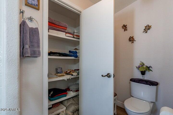 201 South Greenfield Road, Unit 176 Mesa, AZ 85206 - Photo 39 of 61 a bathroom with a toilet and a shower curtain