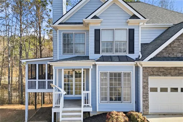front view of a house and a window