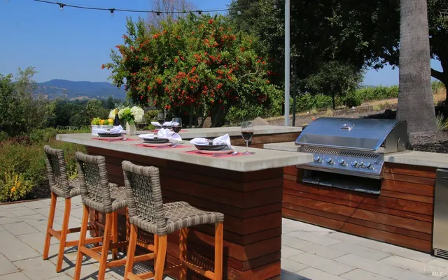 a view of an outdoor space with seating area