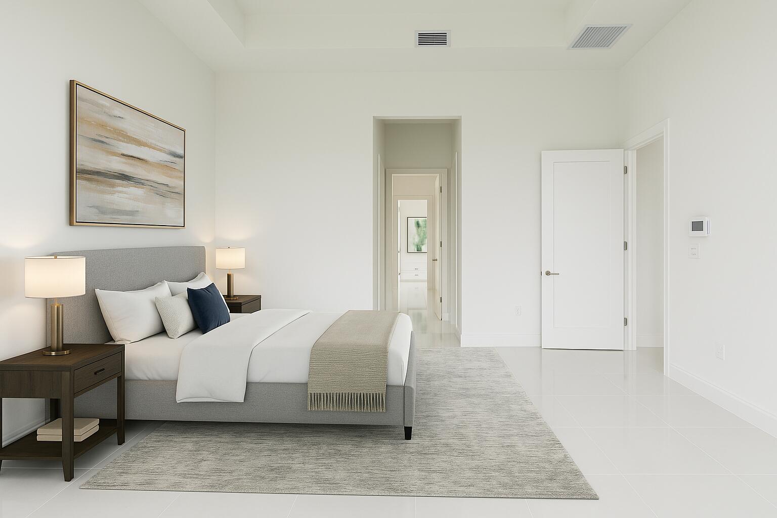 8252 Crystal Downs Avenue Boca Raton, FL 33434 - Photo 36 of 49 a bedroom with a bed and a lamp