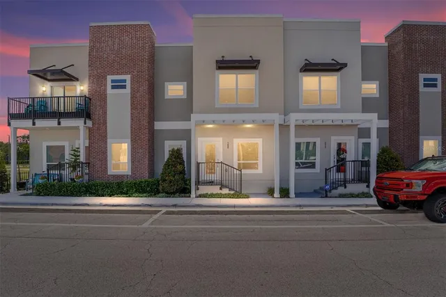 a front view of a building with street view