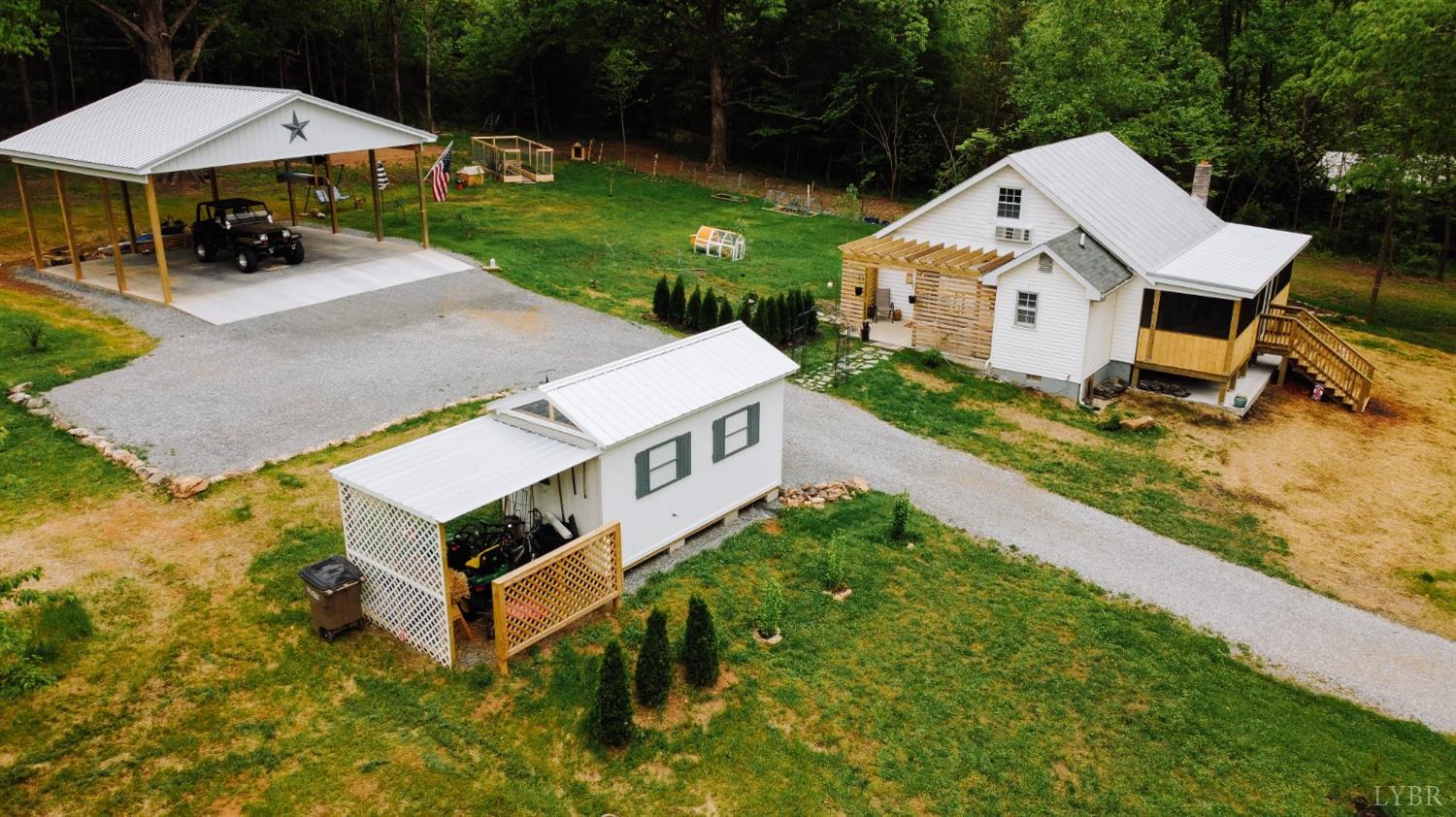 514 Smith Road Hurt, VA 24563 - Photo 52 of 59 an aerial view of a house with swimming pool garden and patio
