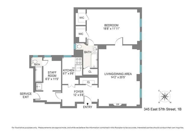 $595,000 | 345 East 57th Street, Unit 1B | Sutton Place
