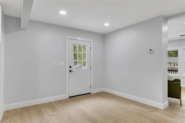 an empty room with windows